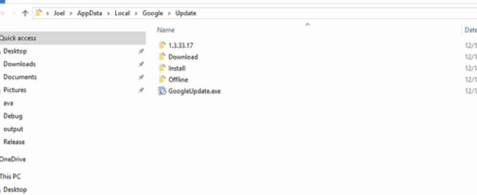 Rename the Google Update Folder to Google BadUpdate