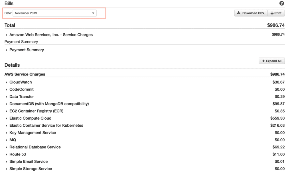 AWS bill management