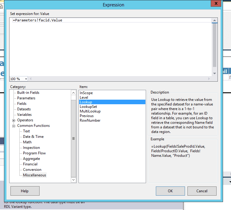 Microsoft Visual Studio Reporting Custom Exoression