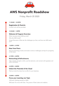 AWS Nonprofit Roadshow San Francisco Schedule Itinerary